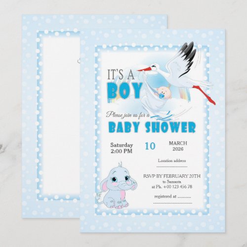 Cute Elephant Baby Shower Invitation. It is a boy