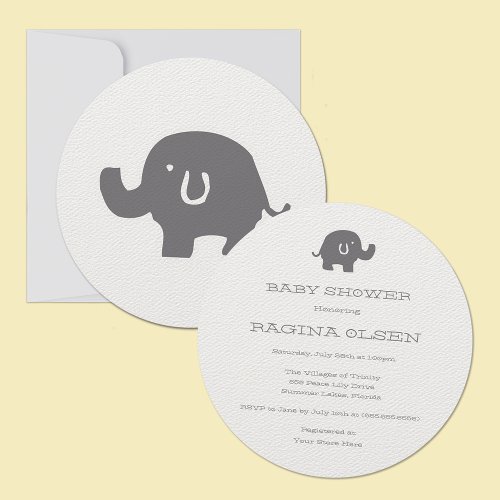 Cute Elephant Baby Shower Invitations