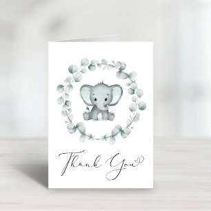 Cute Elephant Baby Shower Letterpress Thank You Card