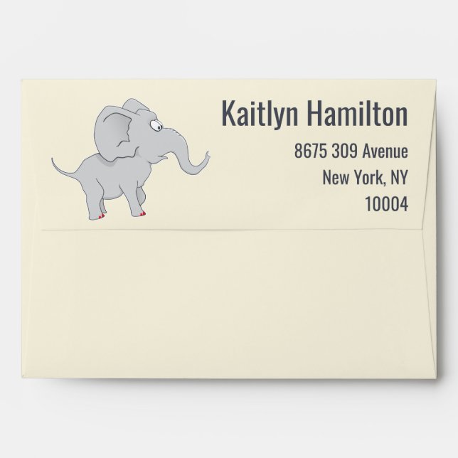 Cute Elephant Baby Shower Pachyderm Envelope (Back (Top Flap))