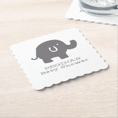 Cute Elephant Baby Shower Paper Coaster
