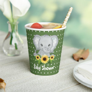 Cute Elephant Baby Shower Paper Cups