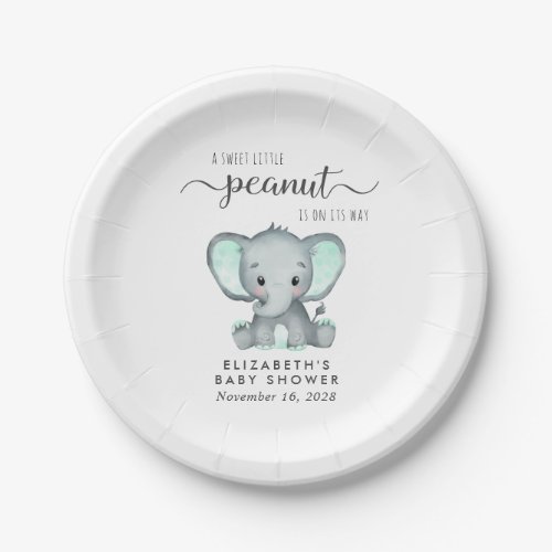 Cute Elephant Baby Shower Paper Plates