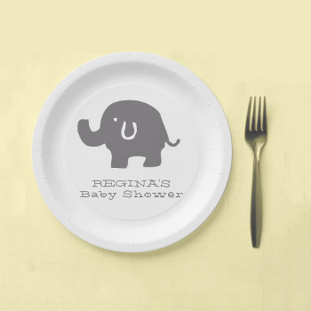 Cute Elephant Baby Shower Paper Plates by macdesigns1 at Zazzle