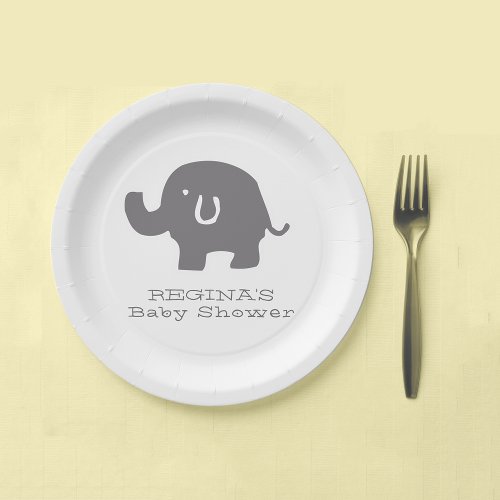 Cute Elephant Baby Shower Paper Plates