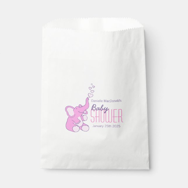 Cute elephant baby shower personalized favor bag (Front)