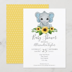 Cute Elephant Baby Shower Personalized Invitation