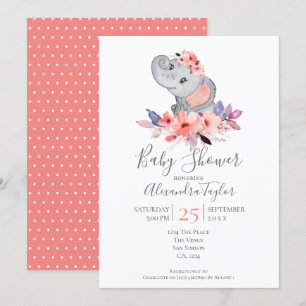 Cute Elephant Baby Shower Personalized Invitation