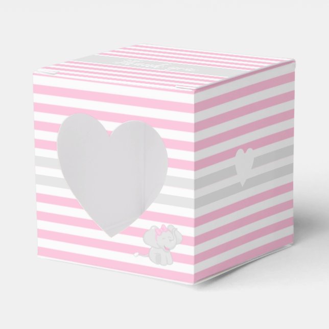 Cute Elephant Baby Shower Pink  Favor Box (Front Side)