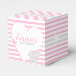 Cute Elephant Baby Shower Pink Favor Box
