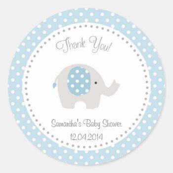 Cute Elephant Baby Shower Sticker Blue by melanileestyle at Zazzle
