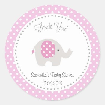 Cute Elephant Baby Shower Sticker Pink by melanileestyle at Zazzle