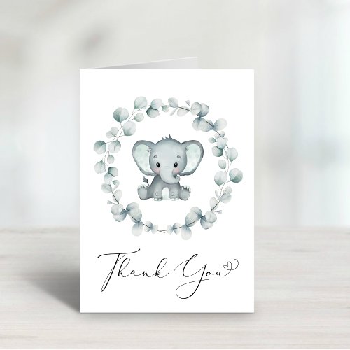 Cute Elephant Baby Shower Thank You Card