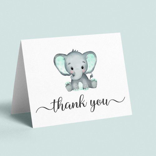 Cute Elephant Baby Shower Thank You Card