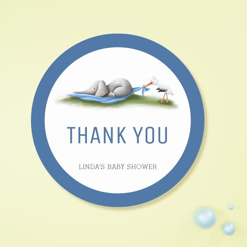 Cute Elephant Baby Shower Thank You Classic Round Sticker