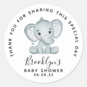 Cute Elephant Baby Shower Thank You Classic Round Sticker