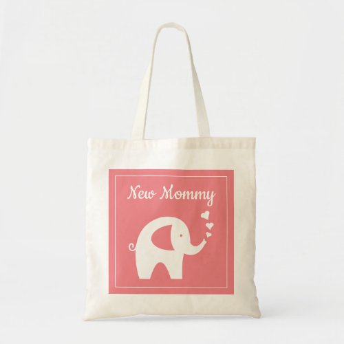 Cute elephant baby shower tote bag for new mommy