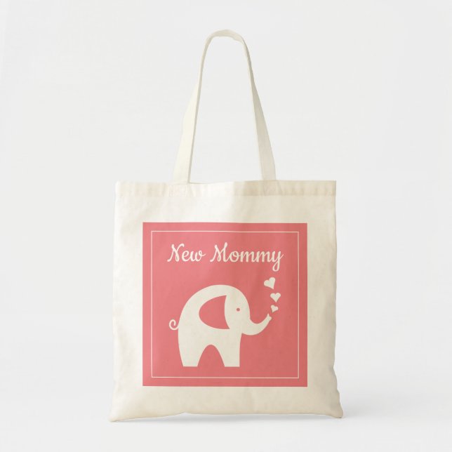 Cute elephant baby shower tote bag for new mommy (Front)