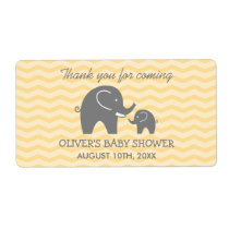 Cute elephant baby shower water bottle stickers