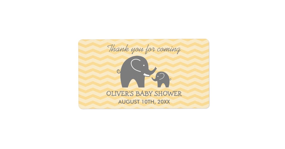Cute elephant baby shower water bottle stickers | Zazzle
