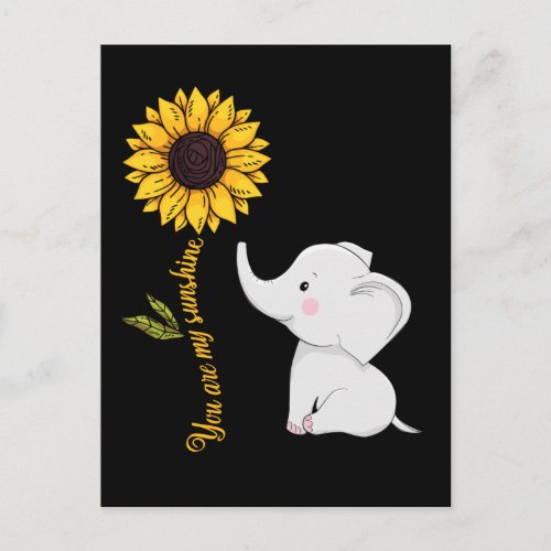 Cute Elephant Baby Sunflower Sunshine Postcard