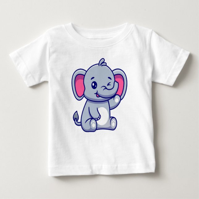 Cute Elephant Baby T-Shirt (Front)