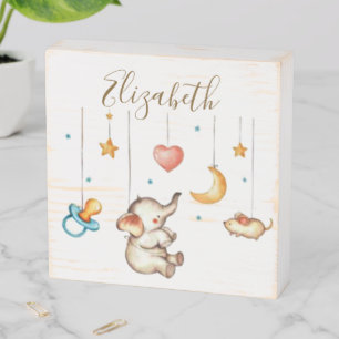Cute Elephant baby Wooden Box Sign