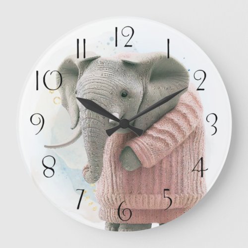 Cute Elephant Baby Wool Sweater Large Clock