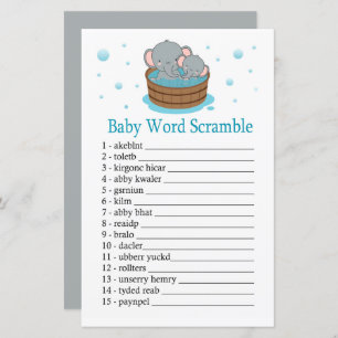 Cute Elephant Baby word scramble game