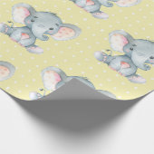 Cute Elephant Baby Yellow and Gray Wrapping Paper (Corner)