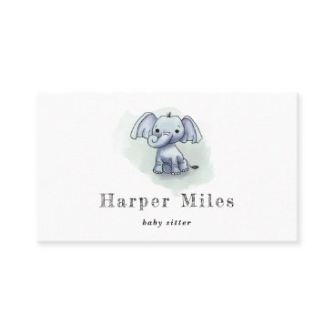 Cute elephant babysitter child care business card Cute elephant babysitter child care business card