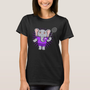 Cute Elephant Badminton Player Ironic Hobby Sports T-Shirt