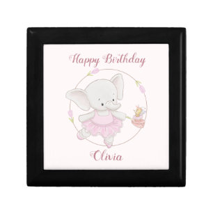 Cute Elephant Ballerina Elegant Pink Ballet Dance Gift Box