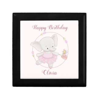 Cute Elephant Ballerina Elegant Pink Ballet Dance Gift Box