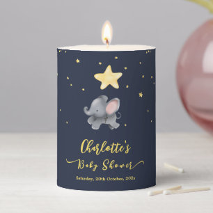 Cute Elephant & Balloon Baby Shower Pillar Candle