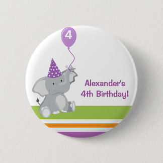 Cute Elephant & Balloon Birthday Party Button