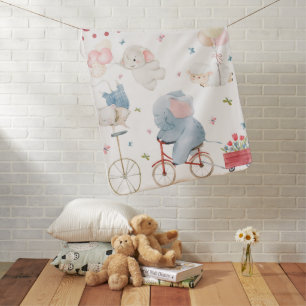 Cute Elephant & Balloon Nursery Welcome Baby Blanket