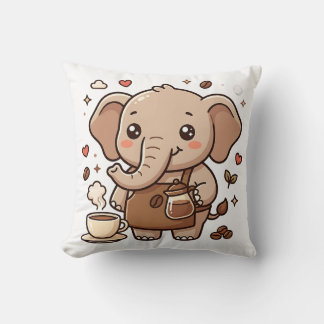 Cute Elephant Barista Apron Kawaii Pillow