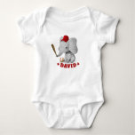 Cute Elephant Baseball Boy Baby Bodysuit at Zazzle