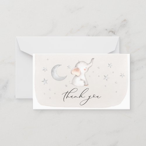 Cute Elephant Beige Gender Neutral Baby Shower Tha Place Card