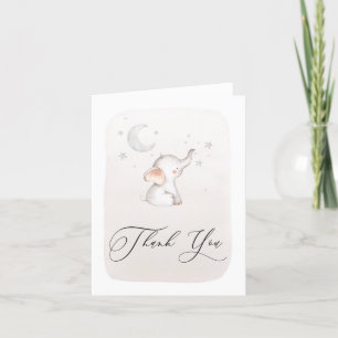 Cute Elephant Beige Gender Neutral Baby Shower Tha Thank You Card