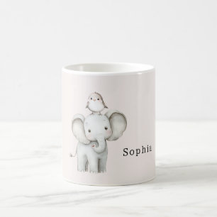 Cute Elephant Bird Coffee Mug