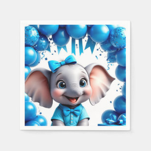 Cute Elephant Birthday Balloons Party 🐘 Napkins