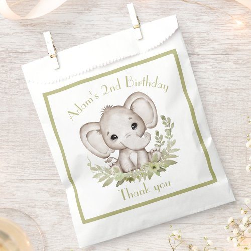 Cute Elephant Birthday Boy Green Favor Bags