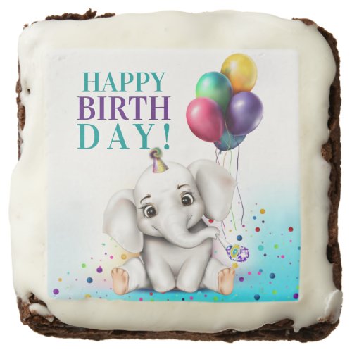 Cute Elephant Birthday Brownie