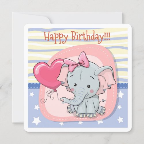 Cute elephant Birthday Invitation Card