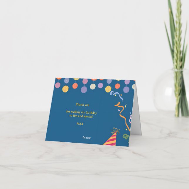 Cute Elephant Birthday  Letterpress Thank You Card (Back)