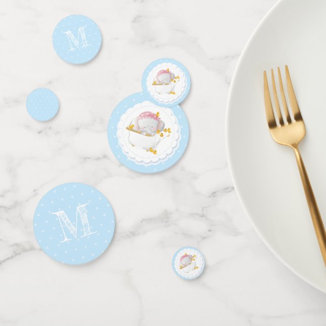 Cute Elephant Birthday Monogram Confetti (Group)