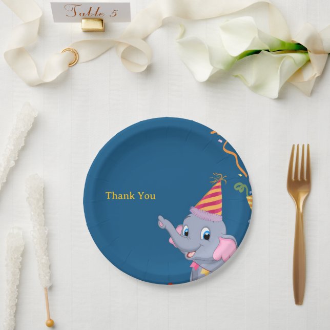 Cute Elephant Birthday  Paper Plates (Wedding)
