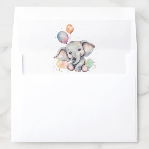 Cute Elephant Birthday Party Balloons Confetti  Envelope Liner